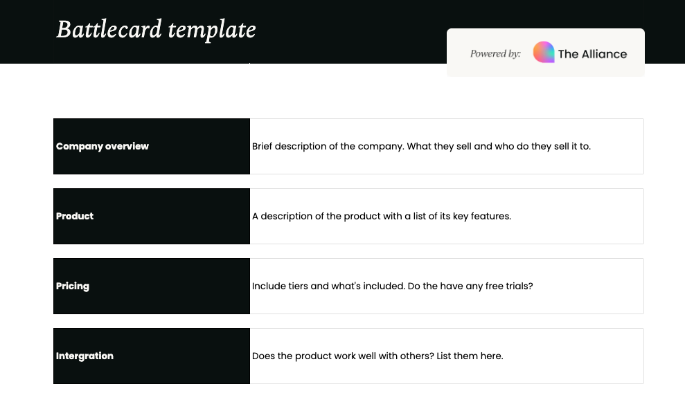 product battlecard template